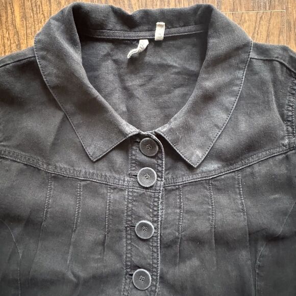 Caslon Black Linen Jacket 100% Linen 3/4 Sleeve Button Womens Plus Size 18W - Picture 3 of 13